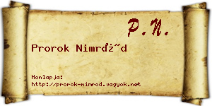 Prorok Nimród névjegykártya